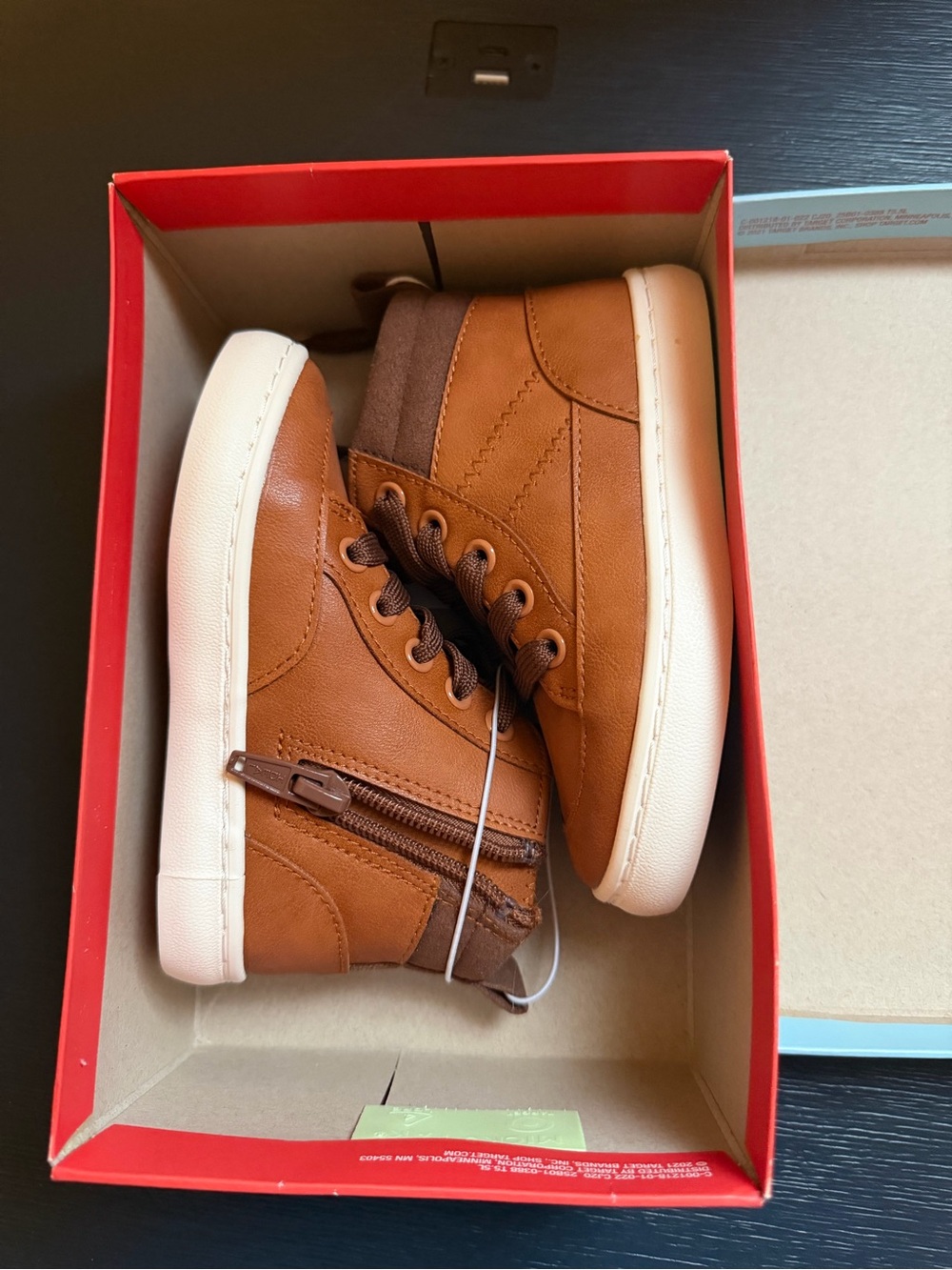 Cat & Jack Kids Tan High-Top Sneakers with Side Zip
